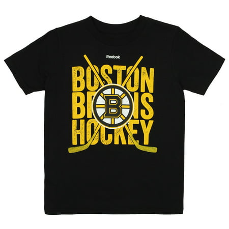 Reebok NHL Youth Boston Bruins Short Sleeve Cross Sticks Tee,