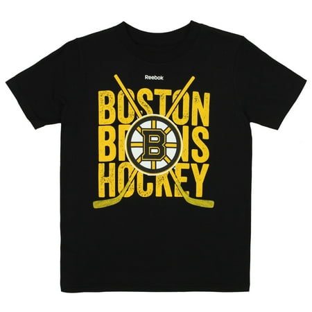 Reebok NHL Youth Boston Bruins Short Sleeve Cross Sticks Tee,