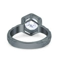 thumbnail image 3 of Black Tone, Simulated Cubic Zirconia Size-6 Art Deco Engagement Bridal Ring Hammered Finish Hexagon Round 925 Sterling Silver, 3 of 7