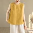 thumbnail image 2 of Kaemgyyd Tank Tops for Women Summer Casual Sleeveless T-Shirts Cotton Linen Crew Neck Beach Work Blouses Fashion Outfits, 2 of 7
