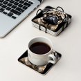 thumbnail image 4 of BaHomeck Drink Coasters Set Of 4 With Holder Pug Dog On Black Background Water Absorbent Ceramic Coasters Tabletop Protection,Suitable For Various Cup,Home Decor, 4 of 4