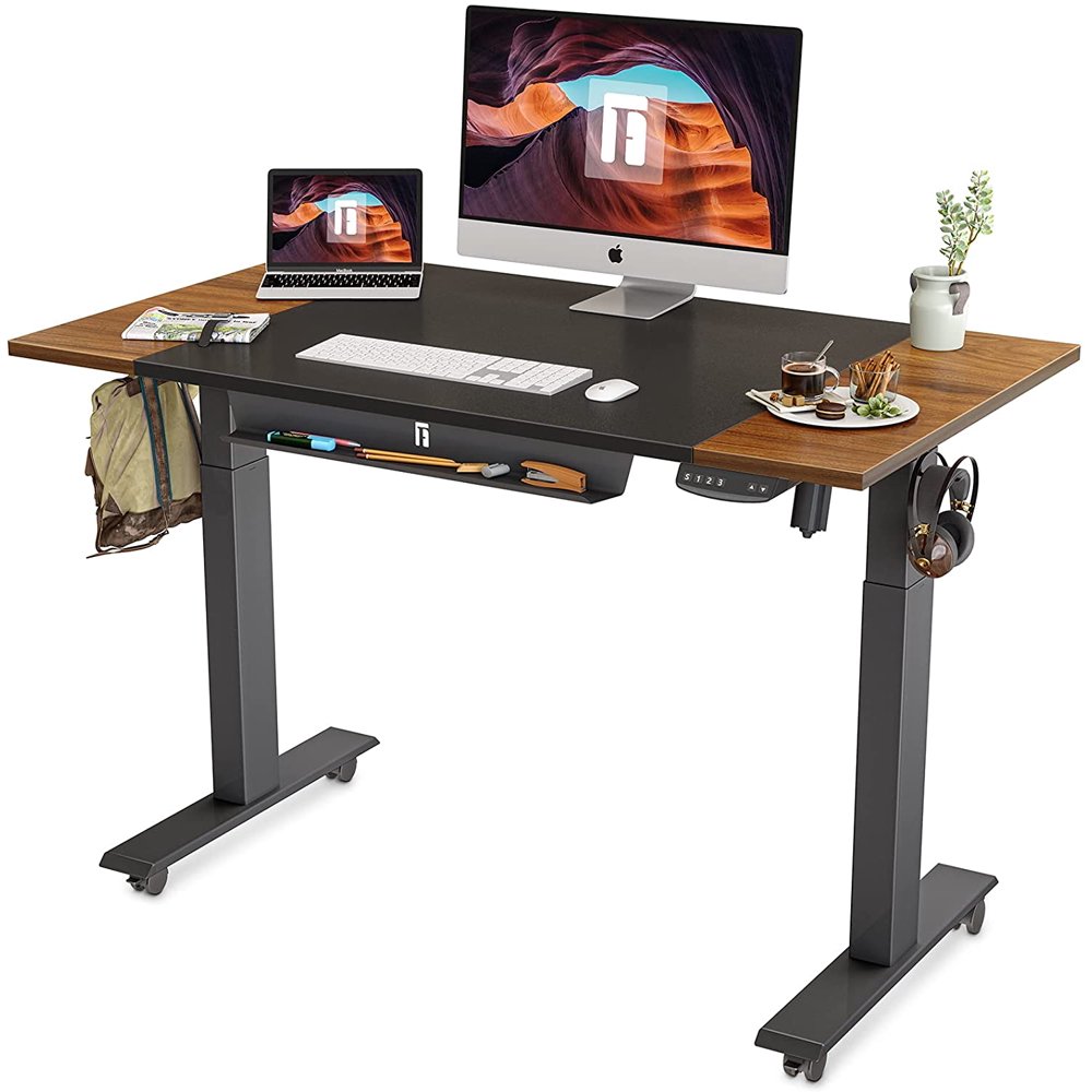 FEZIBO Electric Standing Desk with Pencil Tray, Splice Board in