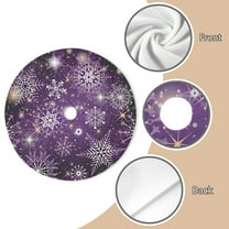Holiday Christmas Tree Skirt | Purple Flakes | Traditional Rustic Round 48x48 Inch Home Decor