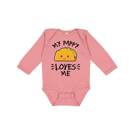 

Inktastic My Pappy Loves Me with Taco Illustration Gift Baby Boy or Baby Girl Long Sleeve Bodysuit