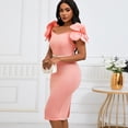 thumbnail image 3 of AURA Plus Size Elegant V Neck 3D Flower Banquet Midi Dress High Waist Bodycon African Party Dress with Belt, 3 of 10