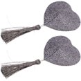 thumbnail image 2 of 1 Paire d'Autocollants de Poitrine en Forme de Coeur avec Pompon pour Femme, 2 of 8