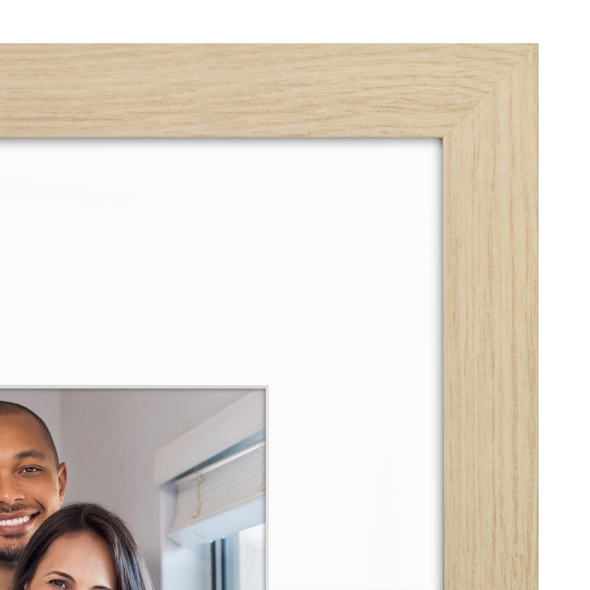 Americanflat 11x17 Picture Frame with Shatter-Resistant Glass with 8x12 Mat Display Photo Hudson - Natural Oak