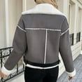 thumbnail image 4 of Juebong Womens Faux Suede Jackets Parka Lapel Fleece Collar Belted Flannel Lined Coats Shearling Winter Warm Zip Up Biker Aviator Jacket Dark Gray,M, 4 of 7