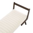 thumbnail image 5 of S-HOME Versatile Mid Century 52 Inch Bench Upholstered in Cognac PU with Rubber Wood Base – Seating for Living Spaces or Entryways, Beige, 5 of 8