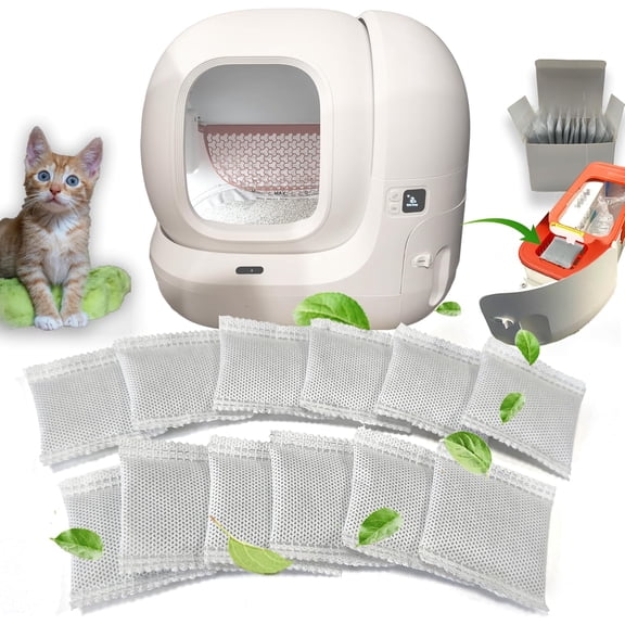 12 PCS Odor Eliminator for PuraMax Self-Cleaning Cat Litter Box | Natural Activated Charcoal Filters Refills, Cat Toilet Odor Control Replacement for Automatic Litter Box