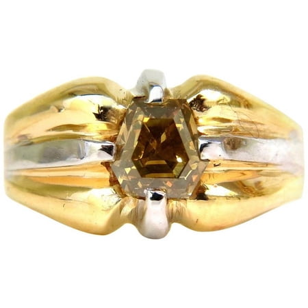 GIA NATURAL FANCY GREEN YELLOW BROWN 1.00CT DIAMOND RING 18KT