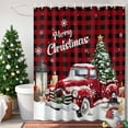 thumbnail image 4 of Christmas Tree Truck Shower Curtains for Bathroom, Winter Candle Snowflakes Red Plaid Waterproof Fabric Shower Curtain for Bathroom Bathtub Decoration, Machine Washable, 36"x72", 4 of 9