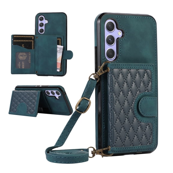 K-Lion Crossbody Wallet Case for Samsung Galaxy A54 5G with Card Holder, Shockproof Purse Cover with Removable Crossbody Strap Compatible with Samsung Galaxy A54 5G,Green