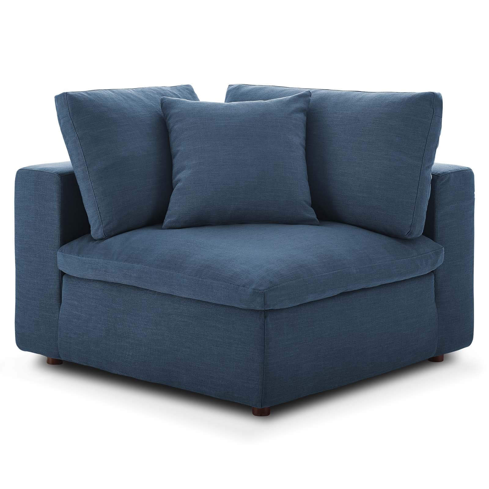 Down Filled Overstuffed Corner Chair, Azure