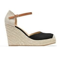 thumbnail image 2 of YAZI Womens Summer Espadrille Heel Platform Wedge Sandals Ankle Buckle Strap Closed Toe Shoes, 2 of 14