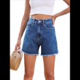 thumbnail image 1 of Pantalones Cortos Vaqueros para Mujer, Informales, de Verano, de Cintura Media, Deshilachados, Elásticos y Rotos. Azul Profundo M, 1 of 10