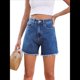 thumbnail image 1 of Pantalones Cortos Vaqueros para Mujer, Informales, de Verano, de Cintura Media, Deshilachados, Elásticos y Rotos. Azul Profundo S, 1 of 10