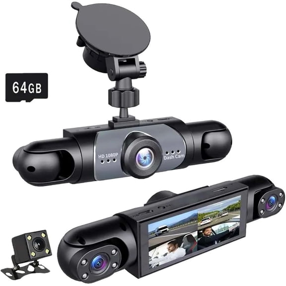 Saker Full View Car Dashcam System - 4K Front & 1080P Rear/Side Car Camera with Parking Mode, G-Sensor, Night Vision, SD Card Included