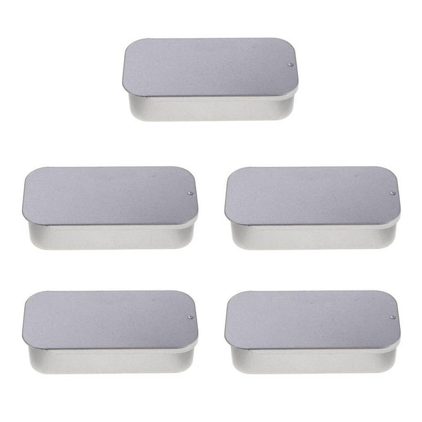 Contenedor de hojalata BLESIY 5 piezas tapa deslizante cajas de hojalata caja pequeña de almacenamiento para pastillas Estuche cosmético de hierro push pull