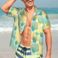 thumbnail image 7 of Honeii Pineapples1 Print Men’s Hawaiian Shirt,Classic Button-Down Short Sleeve Shirt, for Beach, Vacation, and Outdoor Activities,3X-Large, 7 of 7