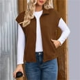 thumbnail image 2 of iHPH7 Vest Tops for Women Waffle Knit Tops for Women Zip Up Jacket Sleeveless Vest for Women Lightweight Jacket Women Fall Vest for Women Fall Fashion Brick Red S, 2 of 4