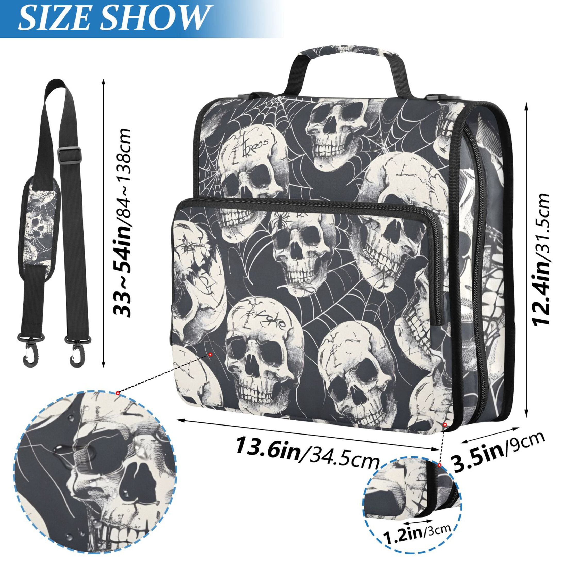 ALAZA Zipper Binder Halloween Skulls 3 Ring Trapper Keeper File Folder Organizer Bag