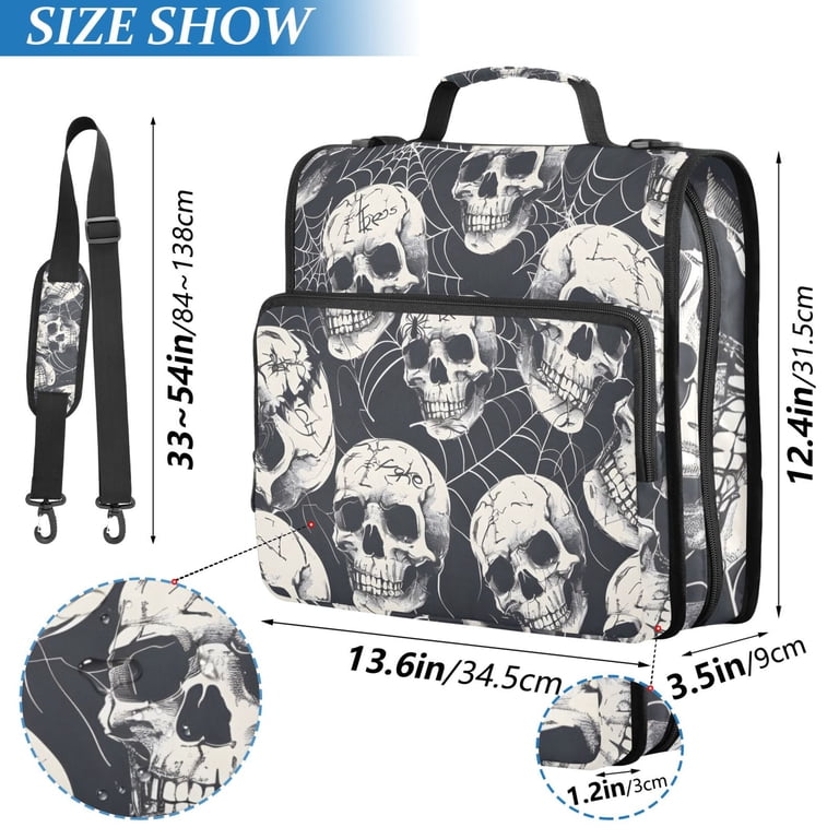 ALAZA Zipper Binder Halloween Skulls 3 Ring Trapper Keeper File