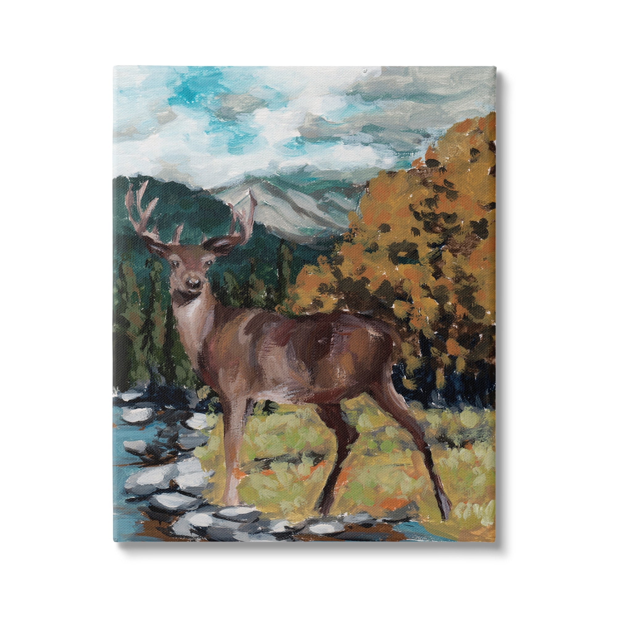Stupell Rustic Wildlife Deer Painting Animals & Insects Painting Gallery Wrapped Canvas Print Wall Art
