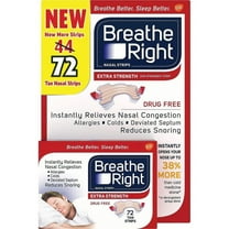 Breathe Right Extra Strength Tan Strips Reduces Snoring-Free Nasal Strips for Nasal Congestion Relief-72 Count