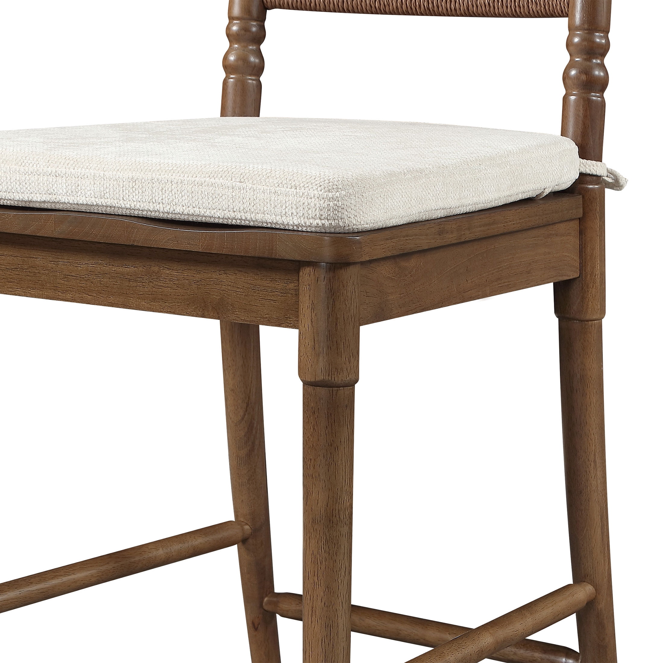 My Texas House Adler Wood Counter-Height Stools, Set of 2, Provincial Brown