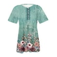 thumbnail image 4 of Style Oalirro Summer Floral Green Blouses for Women - Ladies Green Tops (XL), 4 of 5