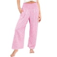 thumbnail image 2 of CCRFTGI Pants for Kids Girls Size 7Gingham Pants Palazzo Wide Leg Elastic Waist Plaid Baggy Sweatpants Trouser Pink 5-6 Years, 2 of 6
