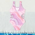 thumbnail image 4 of CAICJ98 Girls' One-Piece Swimwear Cute Tie Dye Side Cutout Swimwear Summer Quick Dry Beach Hawaiian Bathing Suits for Girls (Pink,9-10 Years), 4 of 7