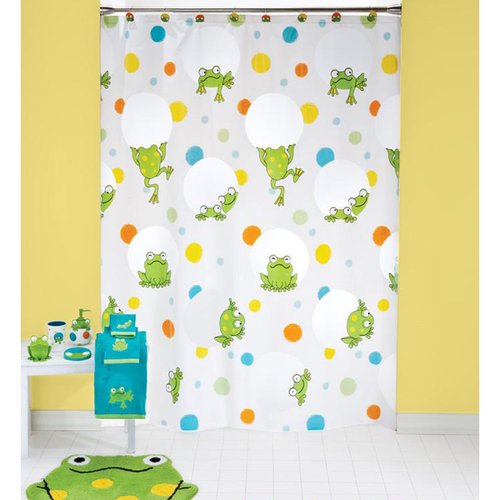 Peeking Frogs Vinyl Shower Curtain, 1 Each