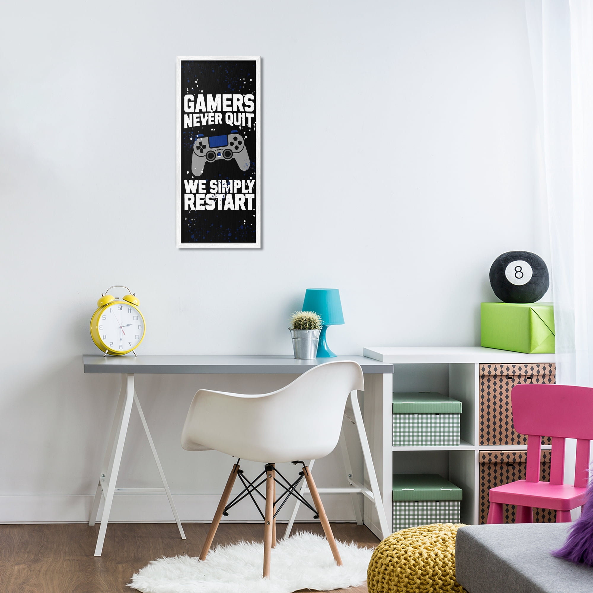 Stupell Industries Never Quit Simply Restart White Framed Giclee Art, design by Kim Allen