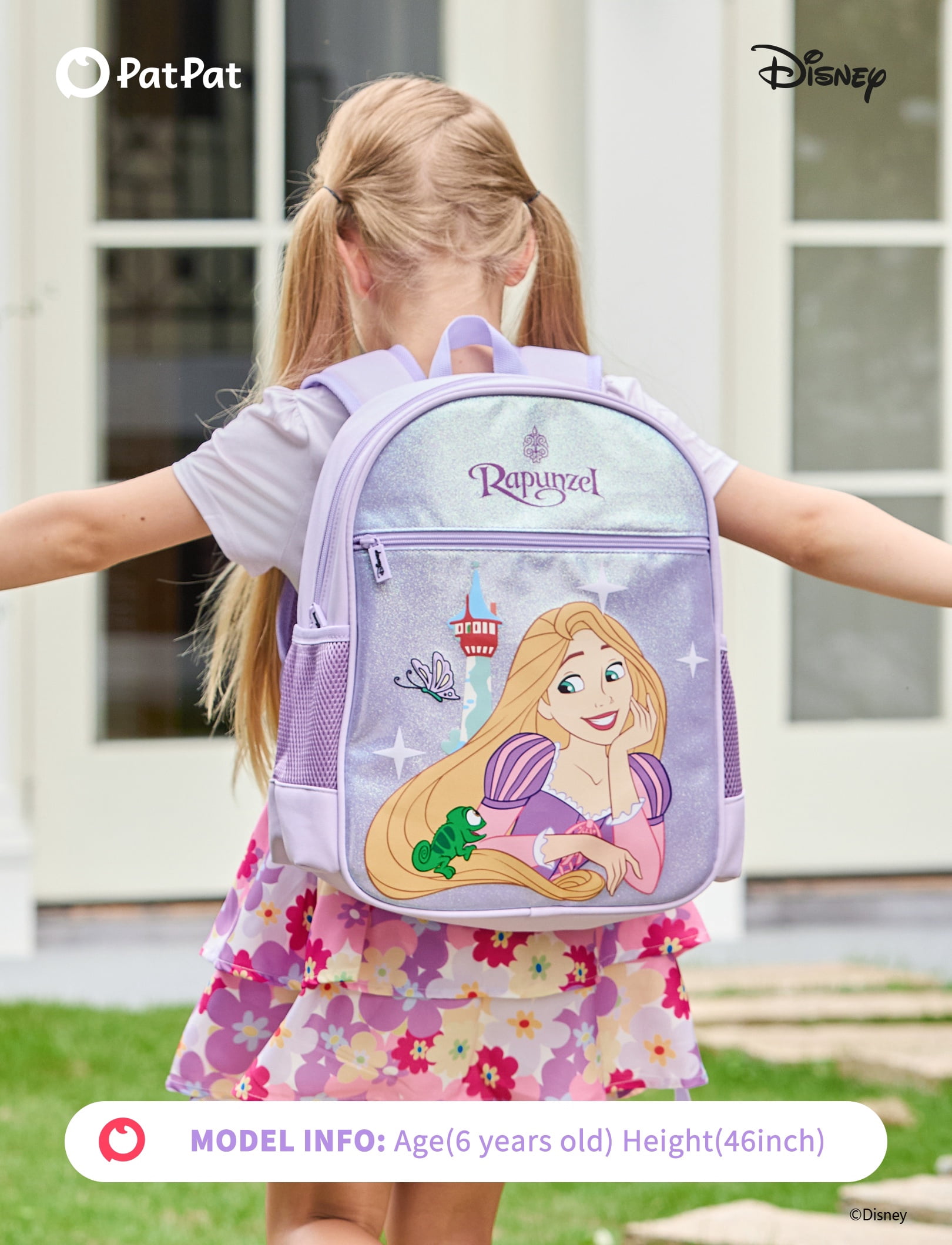 Disney Princess Rapunzel Girls Cute Backpack Water Resistant Toddler Backpack School Kids Elementary Bookbag