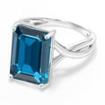 thumbnail image 4 of Gem Stone King 10K White Gold London Blue Topaz Engagement Ring for Women | 9.50 Cttw | Emerald Cut 14X10MM | Gemstone November Birthstone | Size 9, 4 of 6