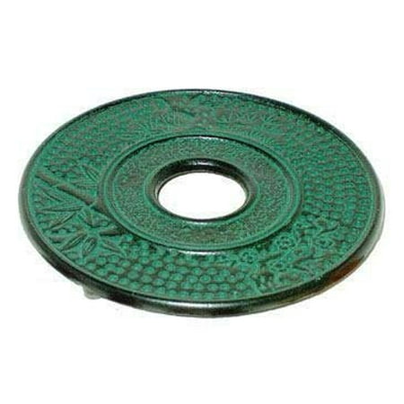 Happy Sales Cast Iron Trivet - Bamboo Green, 5.25" Diameter, Protects Tables From Hot Pots