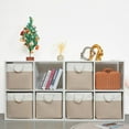 thumbnail image 3 of 13 x 13 Inch Storage Cubes，6 Pack Cube Storage Bins for Shelves，Fabric Collapsible Storage Bins with Handles, Foldable Storage Basket for Organizing Clothes, Toys, Books (White&Beige), 3 of 12