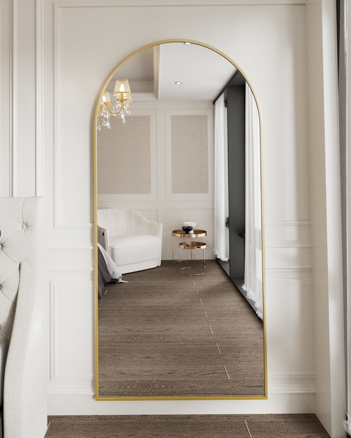 Anyrose 71" x 30" Arched Full Length Mirror Dressing Floor Mirror With A,Gold