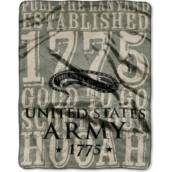 U.S. Army Silk Throw 55" x 70" This Will Defend Throw Blanket, 1 Each