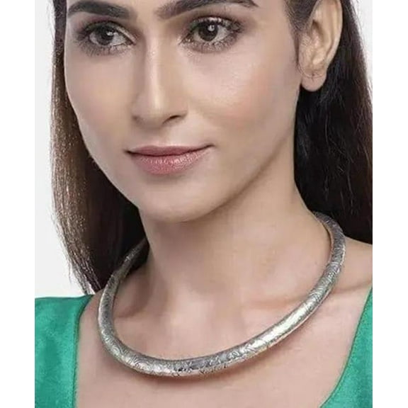 Handcrafted Oxidized Silver Collar Choker Necklace – Minimal Tribal Statement Jewelry for Women