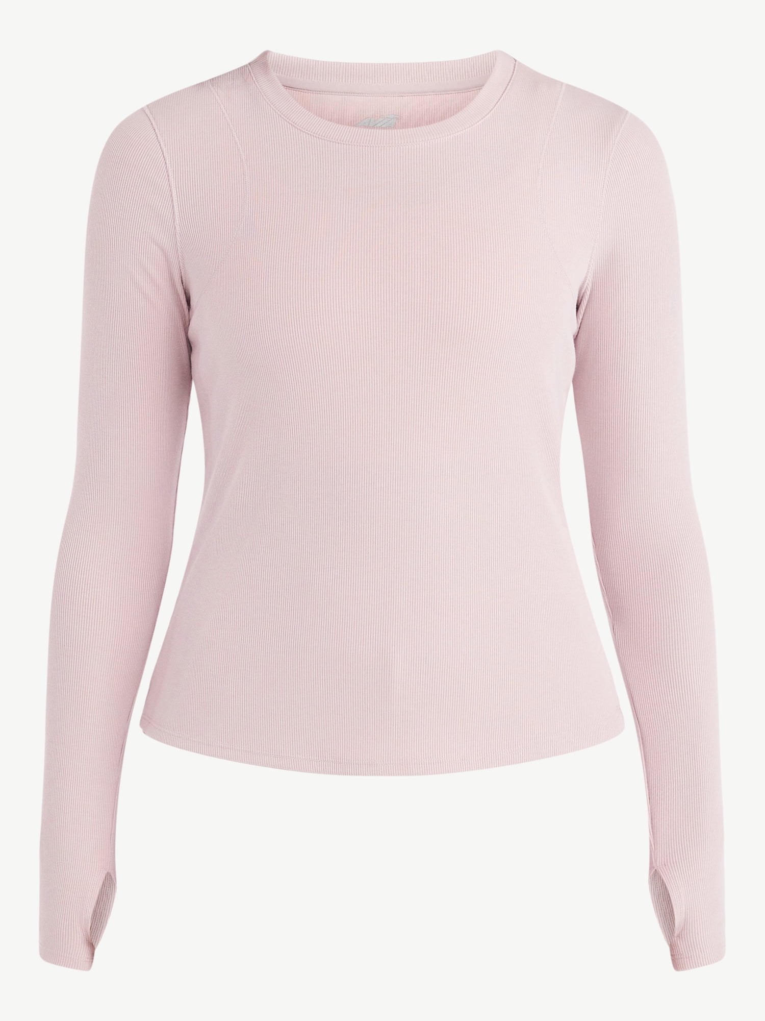 Avia Women's and Women's Plus Rib Seamed Long Sleeve Tee, Sizes XS-4X