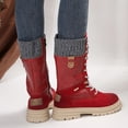thumbnail image 3 of B91xZ Bottines de Combat Mi-Mollet pour Femmes, Rouge 9, 3 of 5