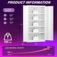 thumbnail image 3 of Superday Metal Storage Cabinets, 71" Steel Storage Cabinet with Lock, Tall White Cabinet with 2 Doors and 4 Adjustable Shelves for Garage, Home Office, Classroom, File, Easy Assemble, 3 of 9