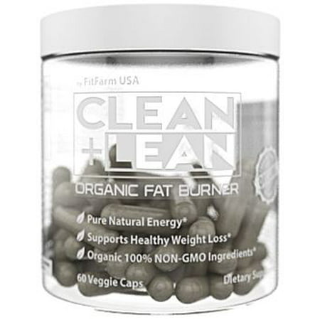 CLEAN + LEAN -ORGANIC FAT BURNER by FitFarm USA - Worlds First Organic Fat Burner Supports Healthy Weight Loss with 100% Organic Non-Gmo Ingredients! Gluten Free & Vegan 60 Caps- 