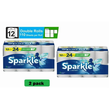 Sparkle Tear-a-Square Paper Towels, 24 Rolls, 2 Pack