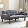 thumbnail image 2 of Modern Futon Sofa Bed,Convertible Folding Sofa Couch LoveSeat Couch Living Room Folding Sleeper with 2 Pillows for Small Apartment, Space,DARK GREY, 2 of 7