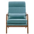 thumbnail image 5 of Modern Accent Chair with High Backrest and 1 Lumbar Pillow, Iron Frame Linen Material Armchair with Detachable Backrest and Seat, Upholstered Casual Chair with Solid Wood Arm, Teal, 5 of 7