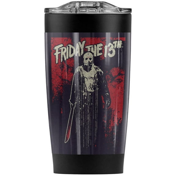 Friday The 13Th Jason Drip Stainless Steel Tumbler 20 oz Coffee Travel Mug/Cup, Vacuum Insulated & Double Wall with Leakproof Sliding Lid | Great for Hot Drinks and Cold Beverages